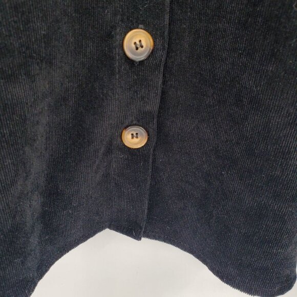 Corduroy Button Front Mini Skirt Black L Soft Flowy Stretch Grunge Fall 90s - Picture 6 of 13